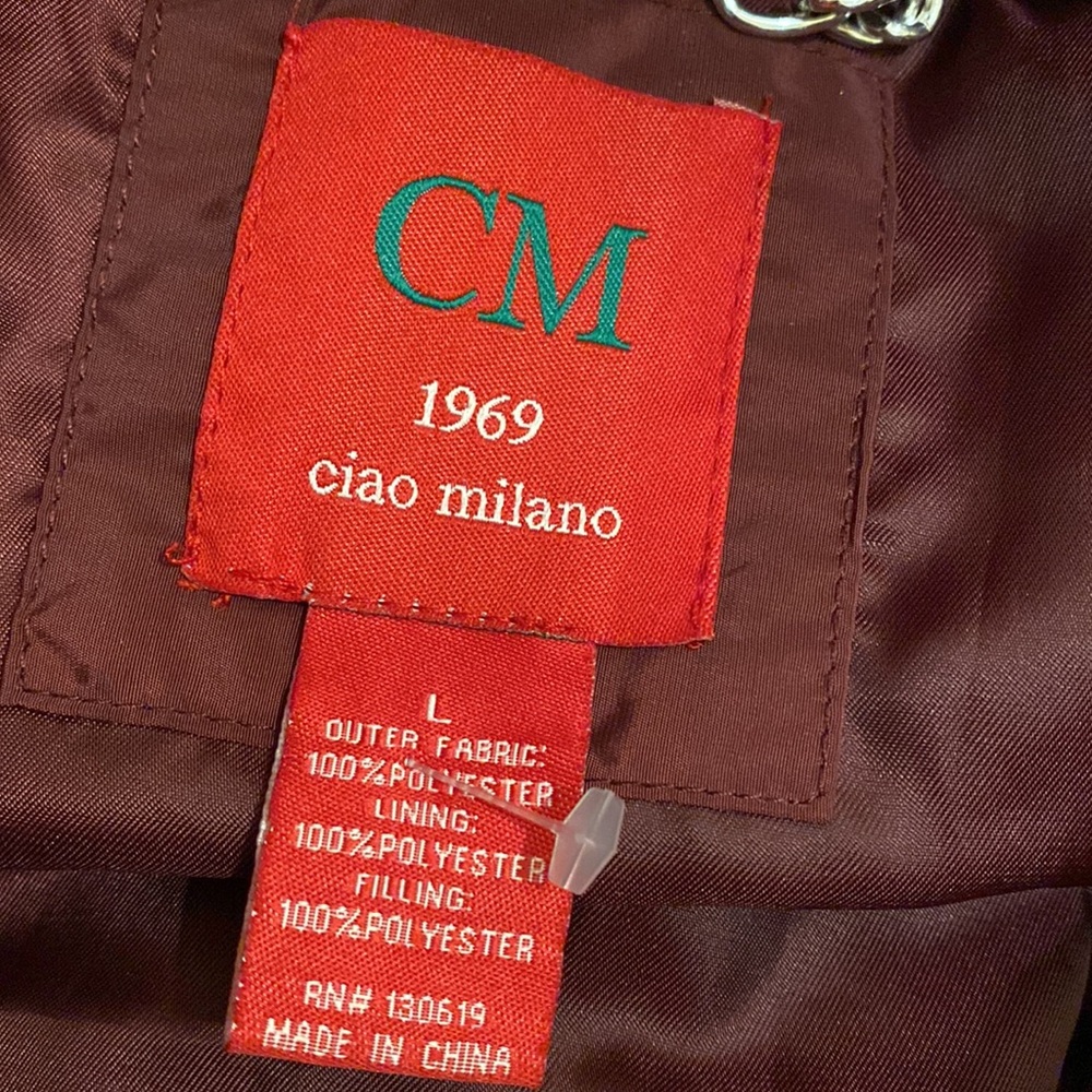 CIAO MILANL Women's Burgundy Puffer Vest WITH POCKETS. Size L - Picture 3 of 8